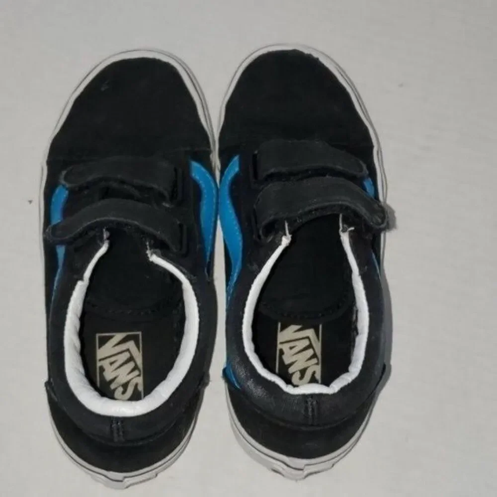 Vans SNEAKERS Kids Shoes Old Skool V Skate Black Blue KIDS YOUTH 13